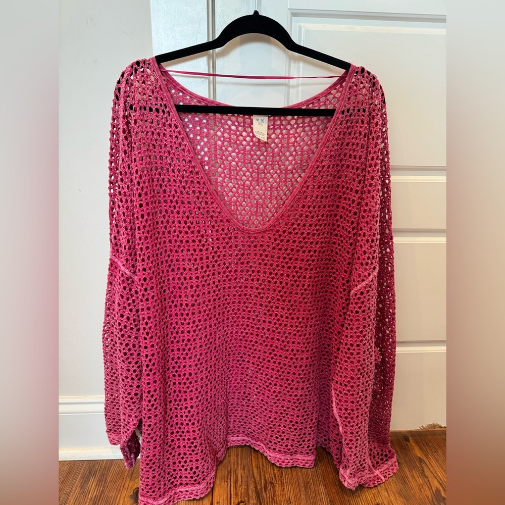 Free People Crochet Knit Sweater